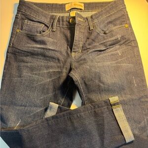 Cafe Denim Juniors Size 7/8 Skinny Jeans Medium Blue Distressed 5-Pocket Cuffed